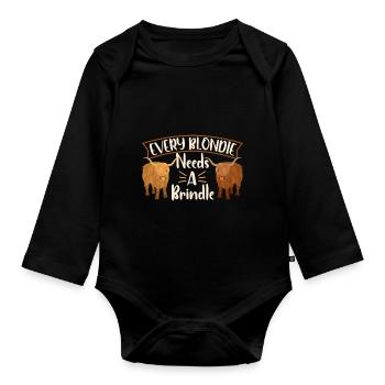 Scottish Highland Cattle Cow - Baby Bio-Langarm-Body - Schwarz - Vorne