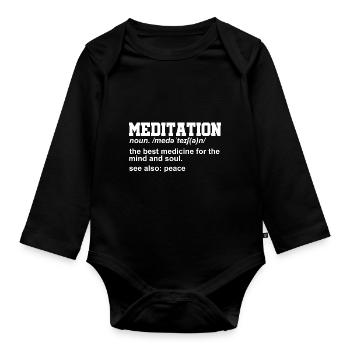 Meditation Noun Definition Meditate Relaxation Spi - Baby Bio-Langarm-Body - Schwarz - Vorne