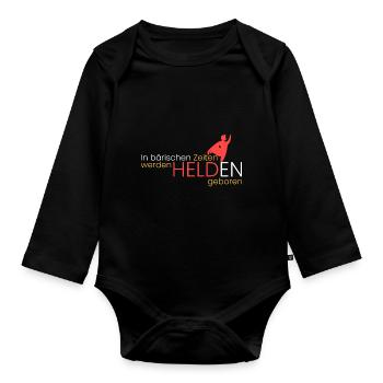 Becoming heroes in the bearish - Organic Longsleeve Baby Bodysuit - black - Front