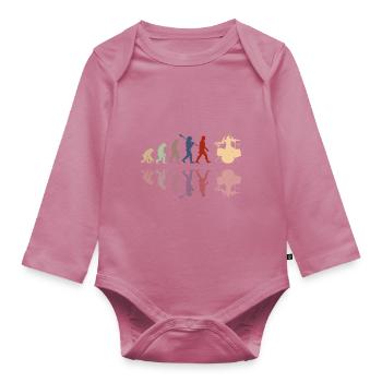 Evolution de l’homme Drums Band Retro Vintage Drummer - Body Bébé bio manches longues - mauve - Devant