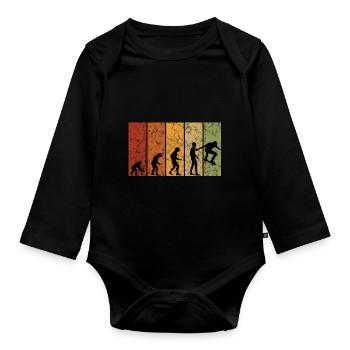 Skateboarder Skateboard Skater Skate Evolution - Baby Bio-Langarm-Body - Schwarz - Vorne