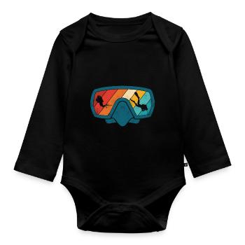 Taucher Vintage Retro Tauchsport Tauchen Scuba Mee - Baby Bio-Langarm-Body - Schwarz - Vorne