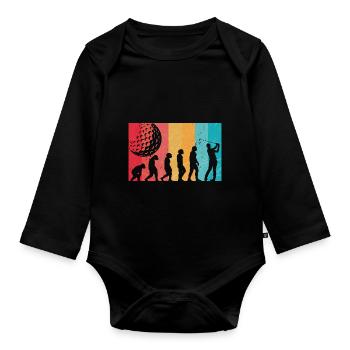 Golf Evolution From Monkey To Men BBall Lovers - Baby Bio-Langarm-Body - Schwarz - Vorne