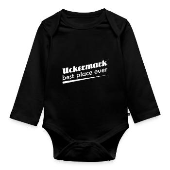 Uckermark - Stadt best place ever - Baby Bio-Langarm-Body - Schwarz - Vorne