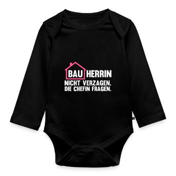 Baustelle Bauherrin - Baby Bio-Langarm-Body - Schwarz - Vorne