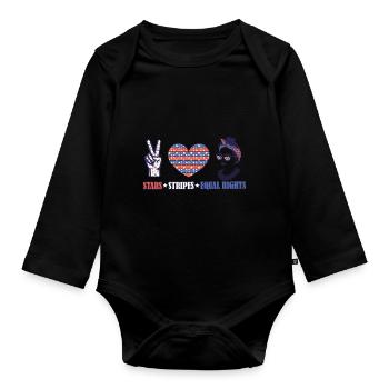 Rayures étoilées et égalité - Body Bébé bio manches longues - noir - Devant