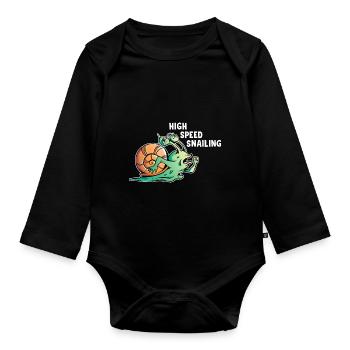 Snail lovers Snail owners sluggish running - Organic Longsleeve Baby Bodysuit - black - Front