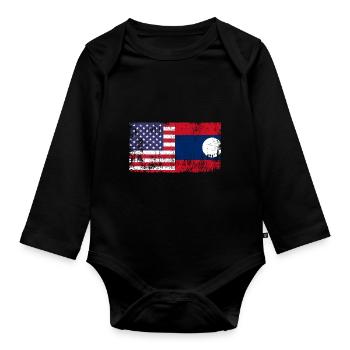 Génial moitié américain moitié laotien peuple lao Laos - Body Bébé bio manches longues - noir - Devant
