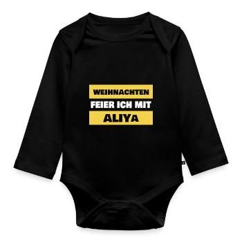Geschenk für Aliya - Baby Bio-Langarm-Body - Schwarz - Vorne