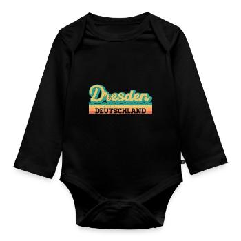 Dresde Allemagne RDA GDR Drapeau rétro - Body Bébé bio manches longues - noir - Devant