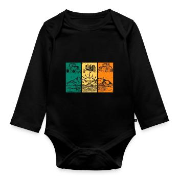 Tracteur homme vintage rétro idée cadeau agriculte - Body Bébé bio manches longues - noir - Devant