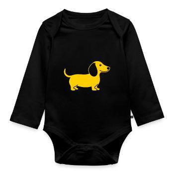 teckel - Body Bébé bio manches longues - noir - Devant