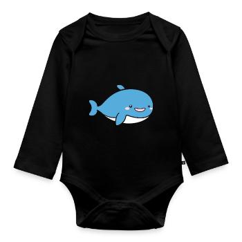 whale - Organic Longsleeve Baby Bodysuit - black - Front
