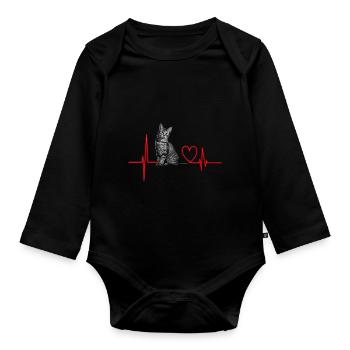 Cats Heartbeat Gift - Organic Longsleeve Baby Bodysuit - black - Front