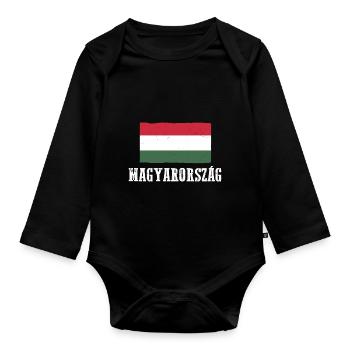Magyaren Ungarn - Baby Bio-Langarm-Body - Schwarz - Vorne