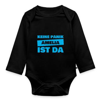 Vorname Amelia - Baby Bio-Langarm-Body - Schwarz - Vorne