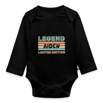 Vorname Aiden - Baby Bio-Langarm-Body - Schwarz - Vorne