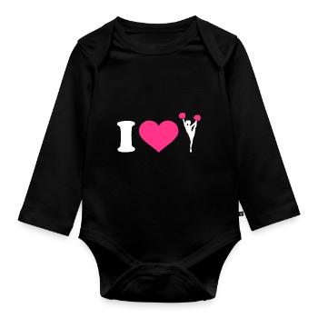 I Love Cheerleading - Organic Longsleeve Baby Bodysuit - black - Front