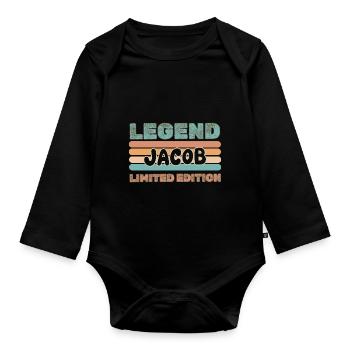 Jacob als Vorname - Baby Bio-Langarm-Body - Schwarz - Vorne