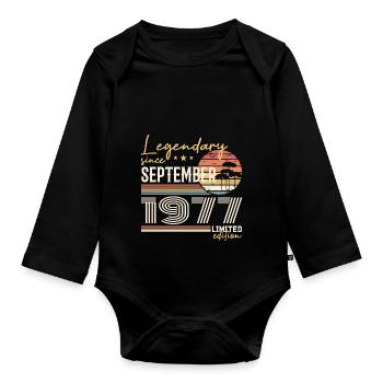 September 1977 Born in September 1977 September 1977 - Organic Longsleeve Baby Bodysuit - black - Front