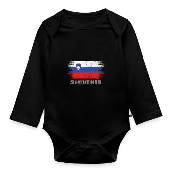 Slowenien - Baby Bio-Langarm-Body - Schwarz - Vorne