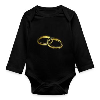 Anneaux de fiançailles de mariage - Body Bébé bio manches longues - noir - Devant