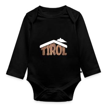 Tirol Österreich Almhütten Souvenir für Schifahrer - Baby Bio-Langarm-Body - Schwarz - Vorne