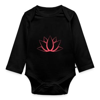 Fleur de lotus Fleur asiatique bien-être - Body Bébé bio manches longues - noir - Devant