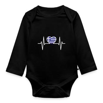 Greece Greek ECG Gift - Organic Longsleeve Baby Bodysuit - black - Front