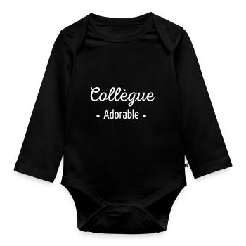 Collègue adorable ! idée cadeau collègue - Body Bébé bio manches longues - noir - Devant