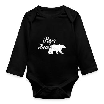 Papa Bear Papa Bear Father's Day - Organic Longsleeve Baby Bodysuit - black - Front