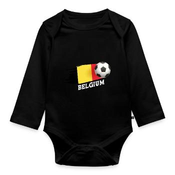 Belgium - Organic Longsleeve Baby Bodysuit - black - Front