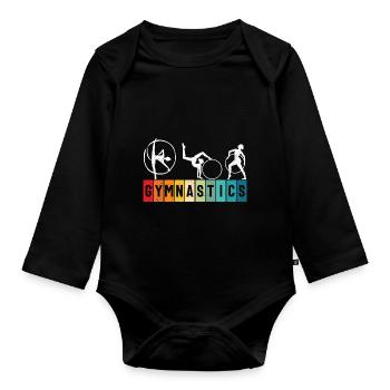 Gymnaste Retro Sunset Femmes Gymnastique au Sol - Body Bébé bio manches longues - noir - Devant