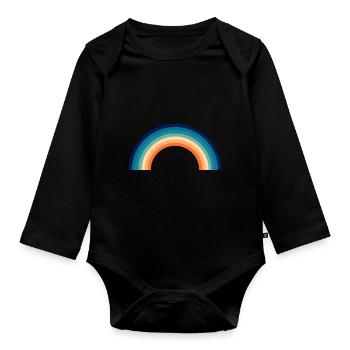 Rainbow Kids Rétro - Body Bébé bio manches longues - noir - Devant