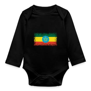 Ethiopia - Organic Longsleeve Baby Bodysuit - black - Front