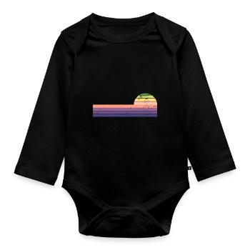 Retro Horizontal Vintage Sonnenuntergang - Baby Bio-Langarm-Body - Schwarz - Vorne