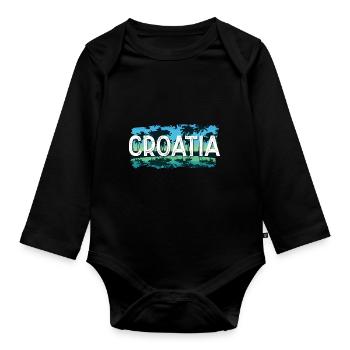 Croatia - Organic Longsleeve Baby Bodysuit - black - Front
