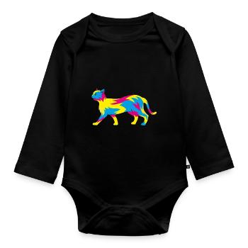 LGBT Cat Pan Pride Month Cadeau Pansexuel - Body Bébé bio manches longues - noir - Devant