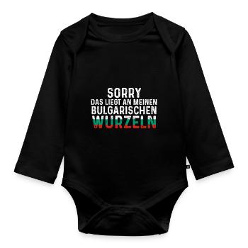 AmerikanischeWurzeln Balkan Bulgare Bulgarien - Baby Bio-Langarm-Body - Schwarz - Vorne