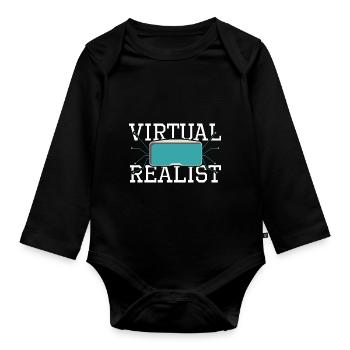 Realist Virtual Reality VR AR - Organic Longsleeve Baby Bodysuit - black - Front