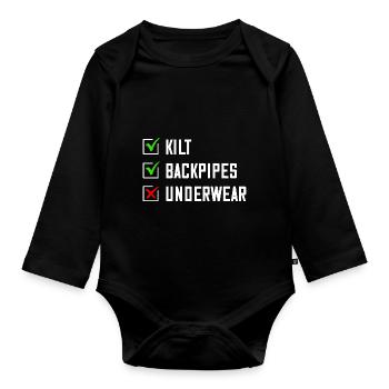 Kilt Männer Spruch Schottenrock - Baby Bio-Langarm-Body - Schwarz - Vorne