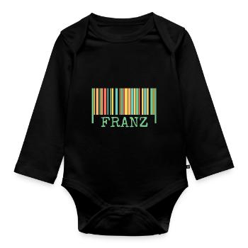 Strichcode Franz - Baby Bio-Langarm-Body - Schwarz - Vorne