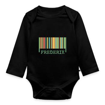 Strichcode Frederik - Baby Bio-Langarm-Body - Schwarz - Vorne