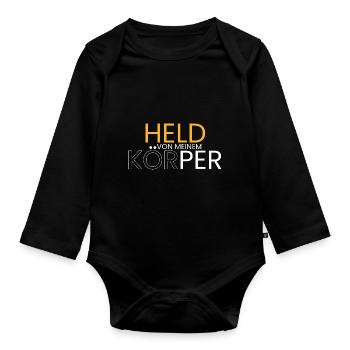 Held von meinem Körper - Baby Bio-Langarm-Body - Schwarz - Vorne