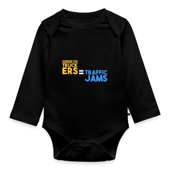 Horror for truckers: traffic jams - Organic Longsleeve Baby Bodysuit - black - Front