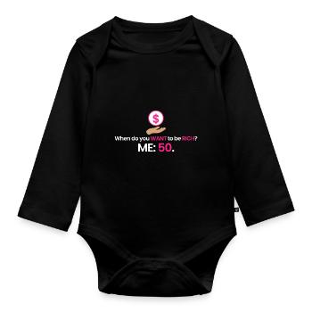 Reich mit 50! - Baby Bio-Langarm-Body - Schwarz - Vorne