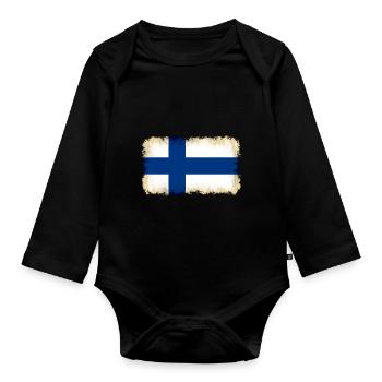 Finnland - Baby Bio-Langarm-Body - Schwarz - Vorne