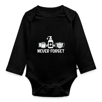 N’oubliez jamais de porter des masques Maladie - Body Bébé bio manches longues - noir - Devant