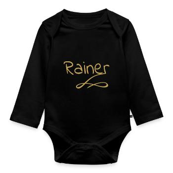 Rainer - Organic Longsleeve Baby Bodysuit - black - Front