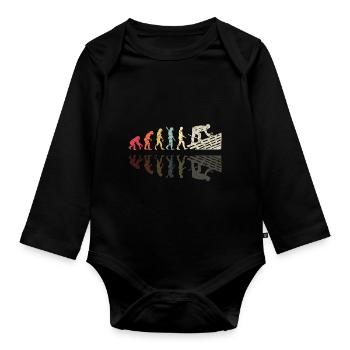 Roofer Human Evolution Retro Vintage Construction - Organic Longsleeve Baby Bodysuit - black - Front